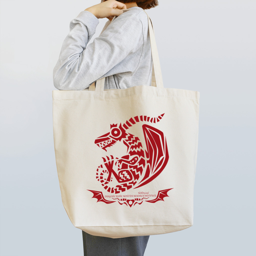 ねんどらんどSUZURI店のドラゴルーン魔生物研究所の紋章(紅) トートバッグ