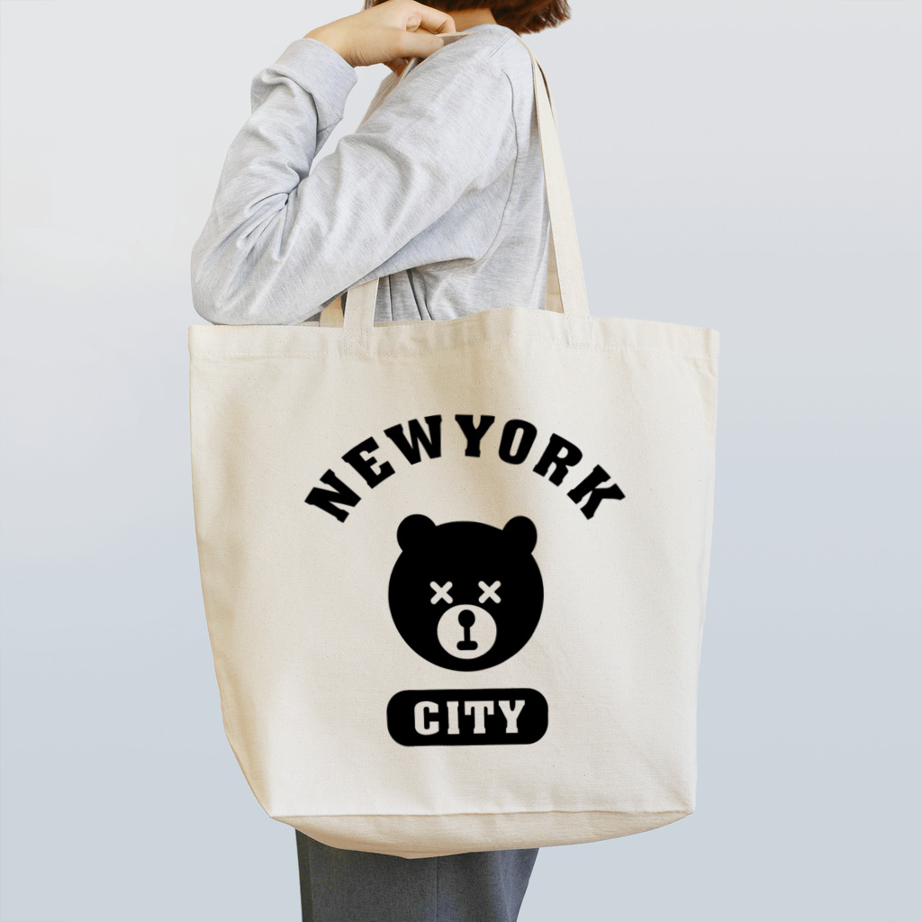 AliviostaのNYC BEAR ニューヨークシティベアー 熊 カレッジロゴ トートバッグ