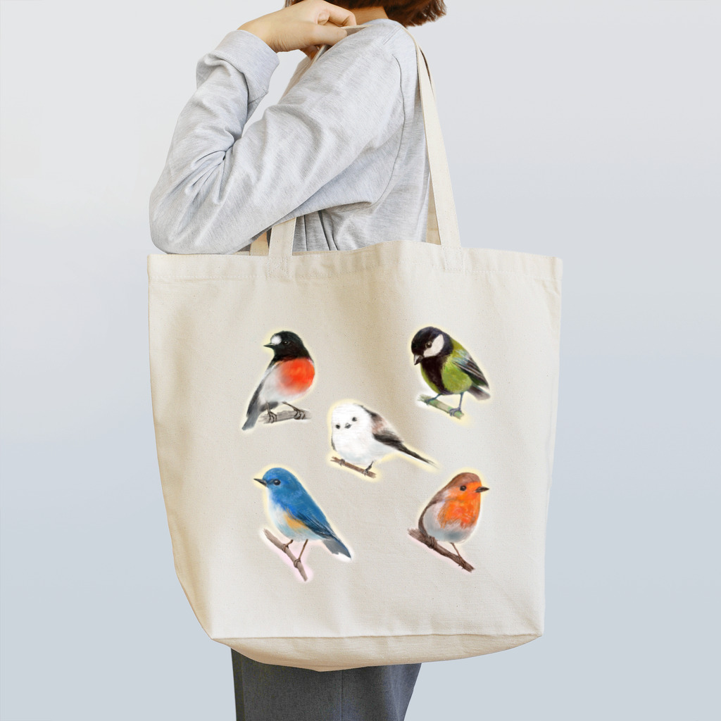 NORIMA'S SHOP のかわいい野鳥たちの背景透過イラスト Tote Bag