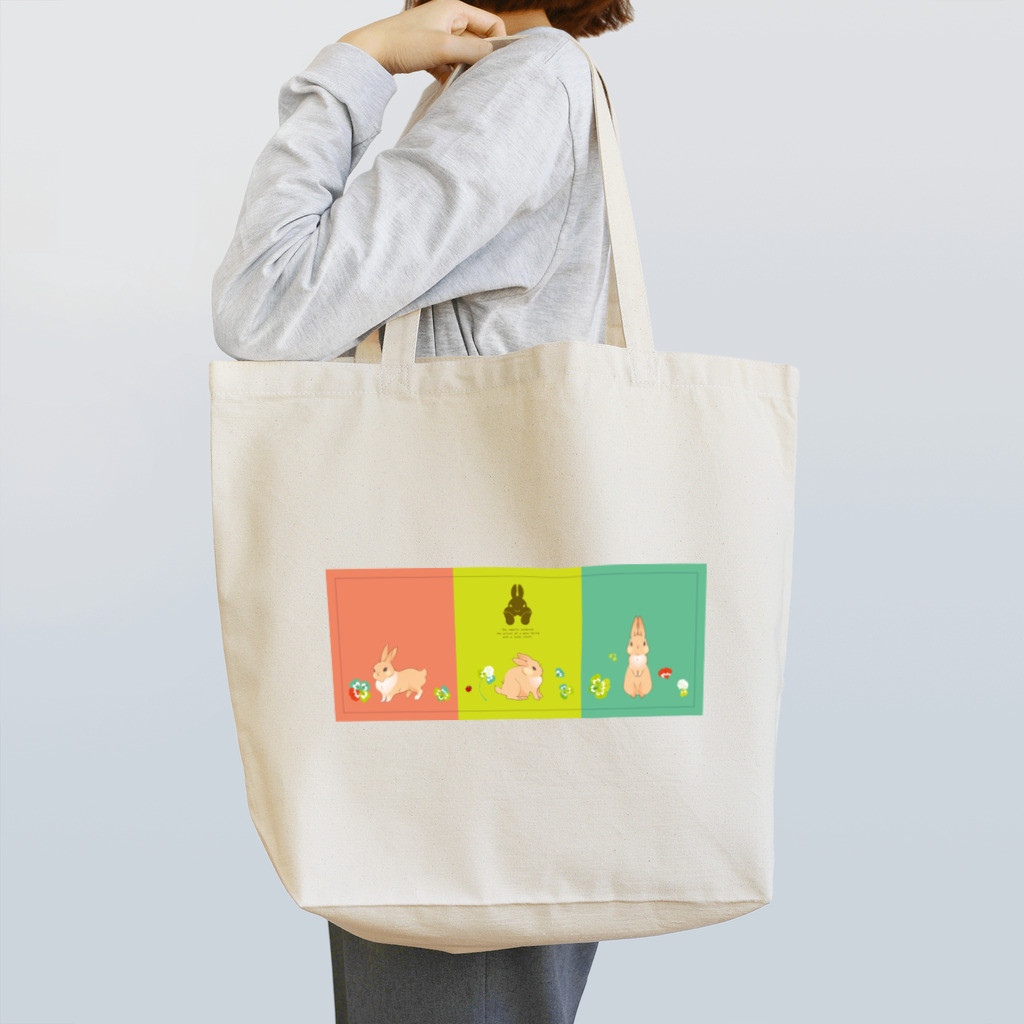 夢見る柴犬のSpring Rabbits Tote Bag