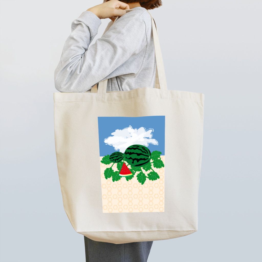 ジルトチッチのデザインボックスのスイカ畑の真っ赤なスイカのグッズです Tote Bag