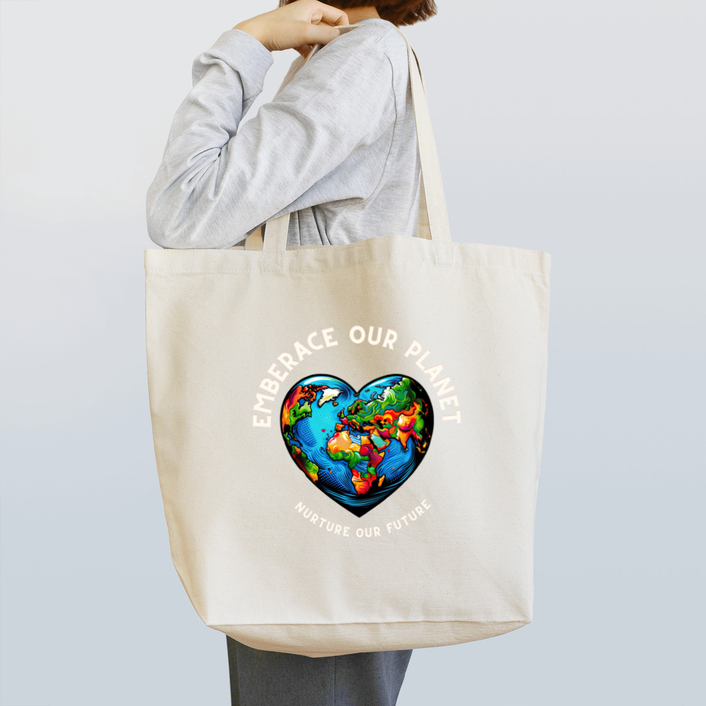 KULIEITAの地球の日　Earth day 地球　ハート　ブルー トートバッグ