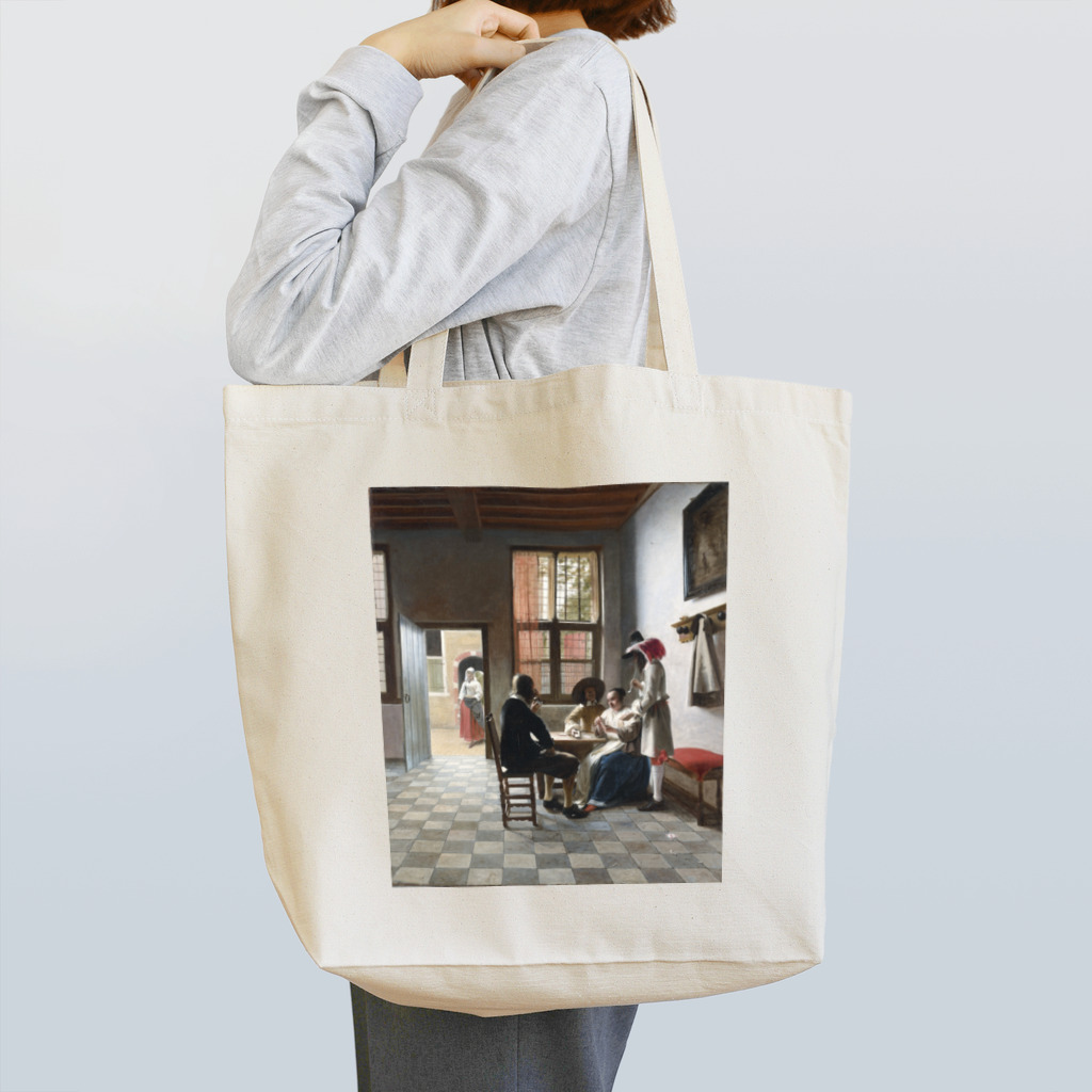 世界の絵画アートグッズのピーテル・デ・ホーホ《陽の射す部屋でトランプに興じる人々》 トートバッグ
