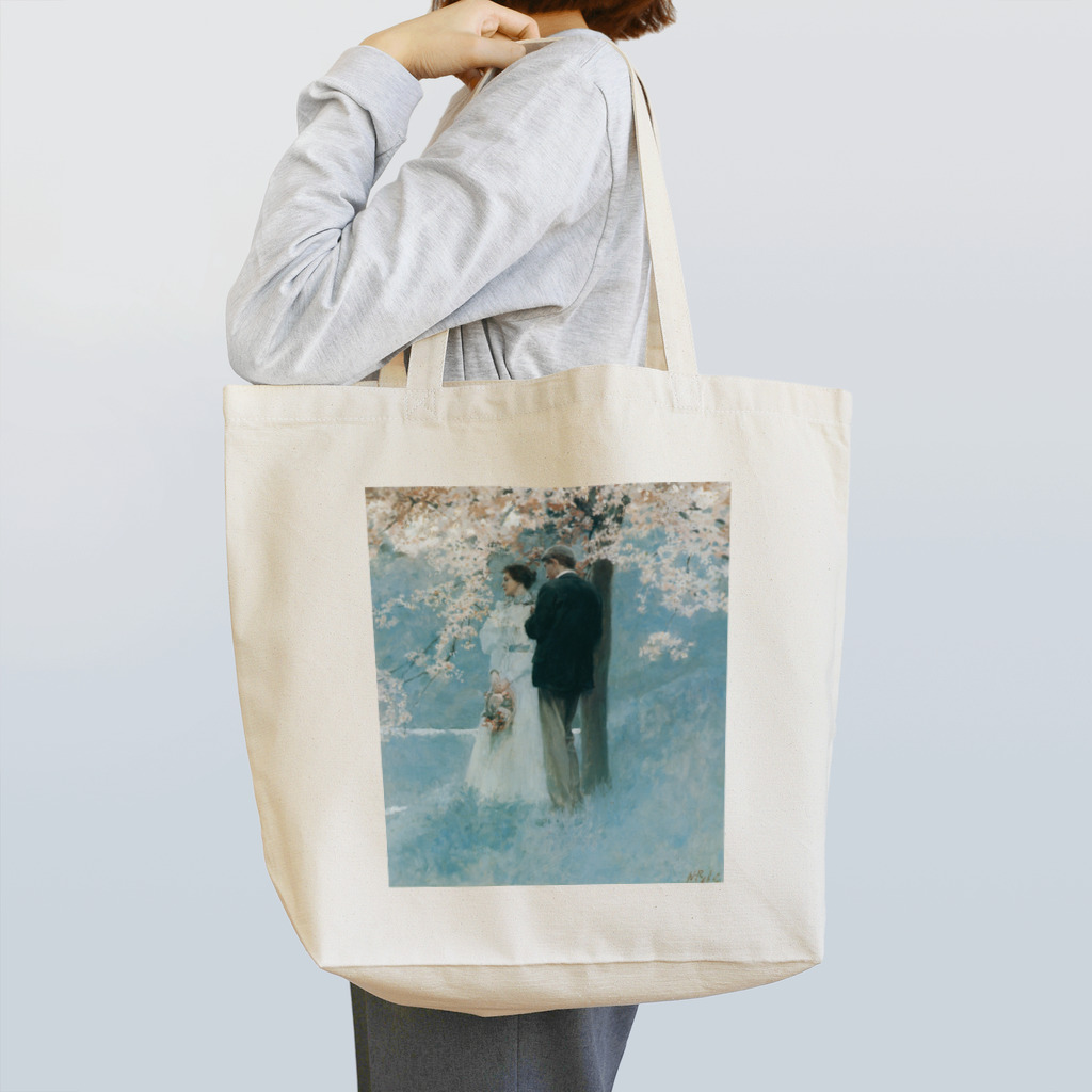世界の絵画アートグッズのハワード・パイル 《春・桜の木の下で》 トートバッグ