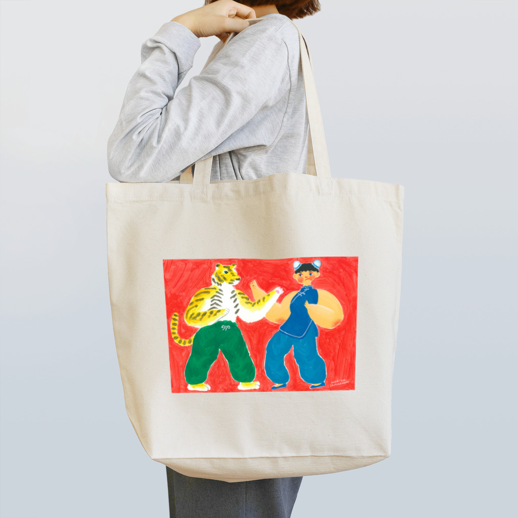 YA MARKETのタイガーVSガール Tote Bag