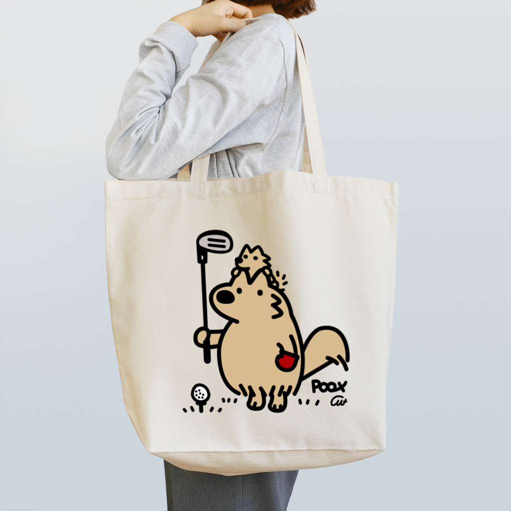 イラスト MONYAAT のポメラニアン　ゴルフをする Tote Bag