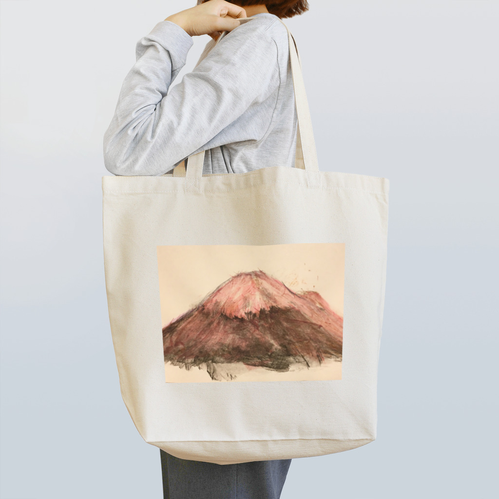 ナスの花のレッド富士山 Tote Bag