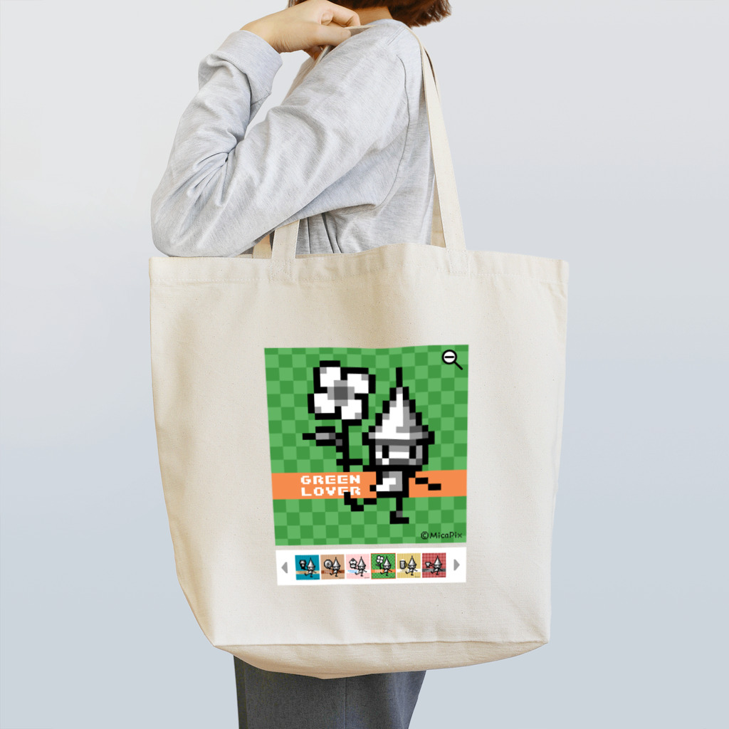 MicaPix/SUZURI店のGreenLoverドッツさん Tote Bag