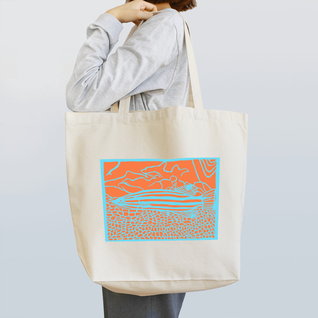 サカナオのオレンジストライプバスレット　切り絵 Tote Bag