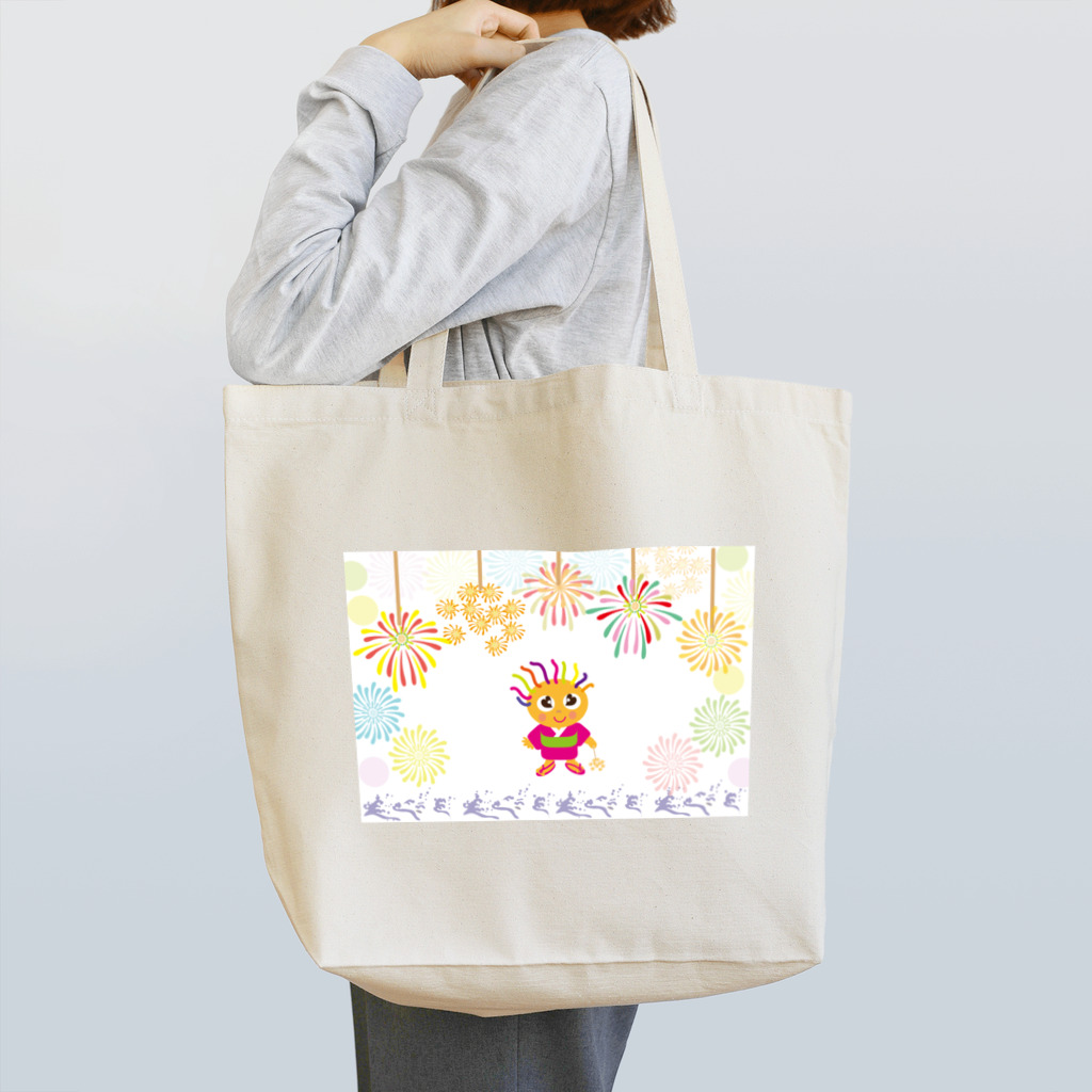 ジルトチッチのデザインボックスのクレコちゃんの花火大会 Tote Bag