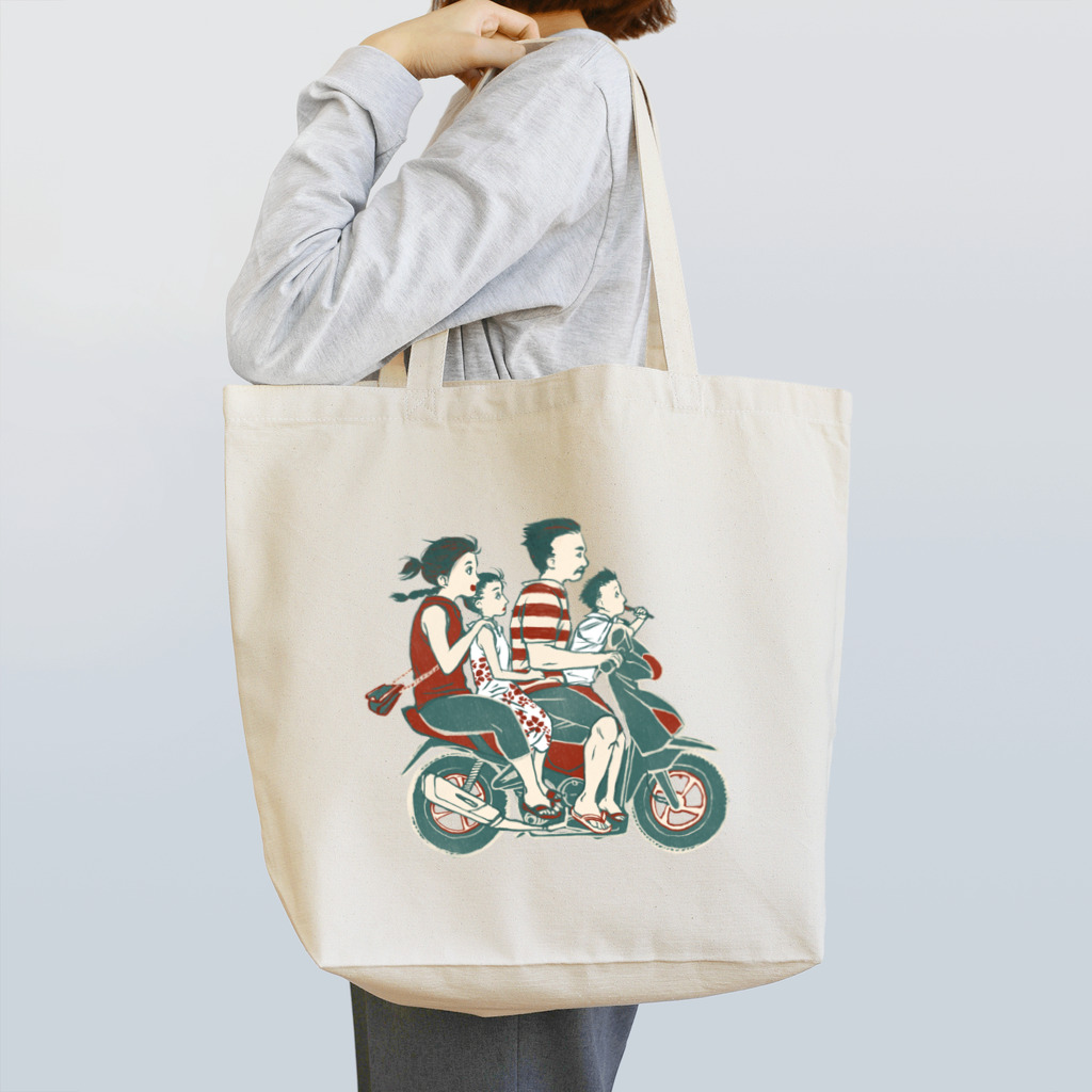 IZANAMI by Akane Yabushitaの【バリの人々】バイク家族乗り Tote Bag