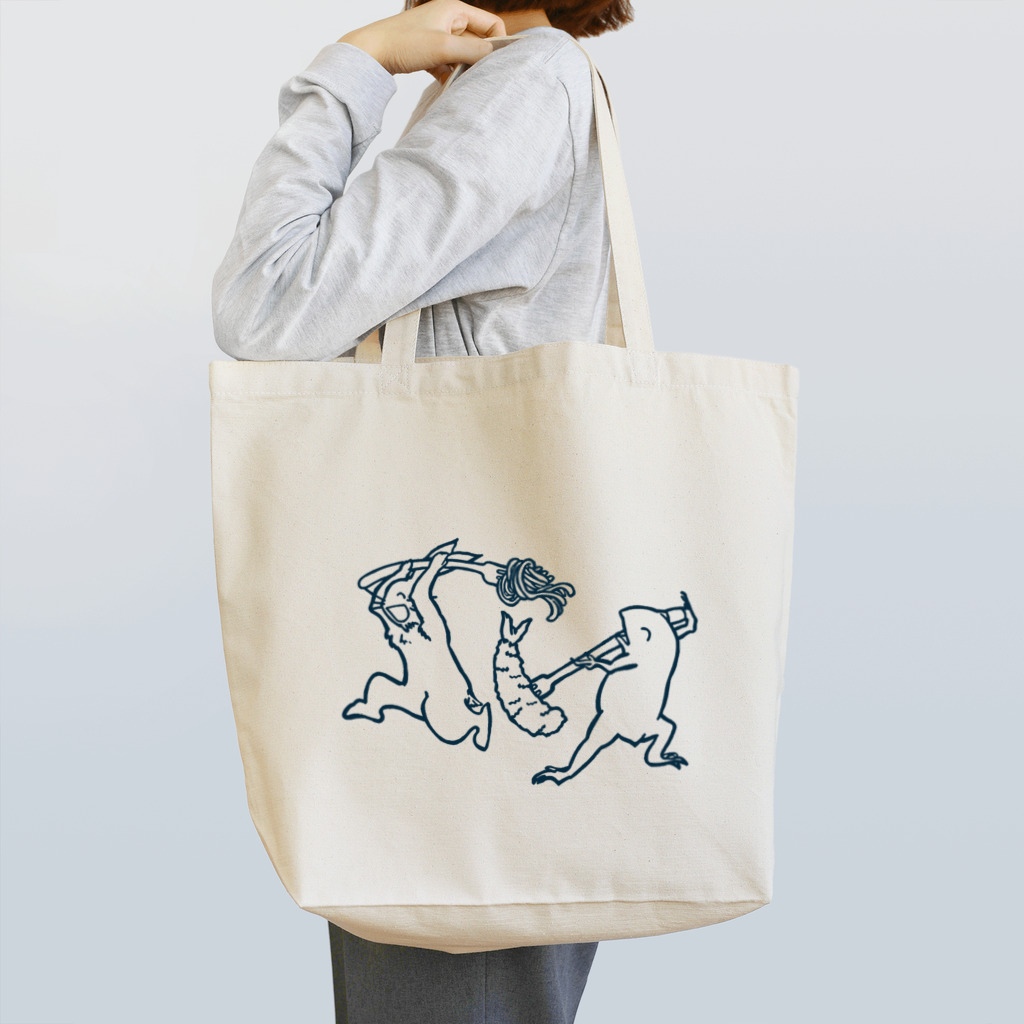 GOODS SHOP【そぞろな小窓】 SUZURI店の【ぎがといっしょ】《紺線》 Tote Bag