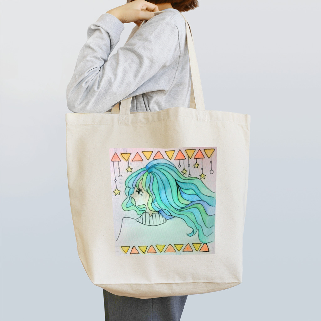 なべりあのキラキラ 少女 Tote Bag