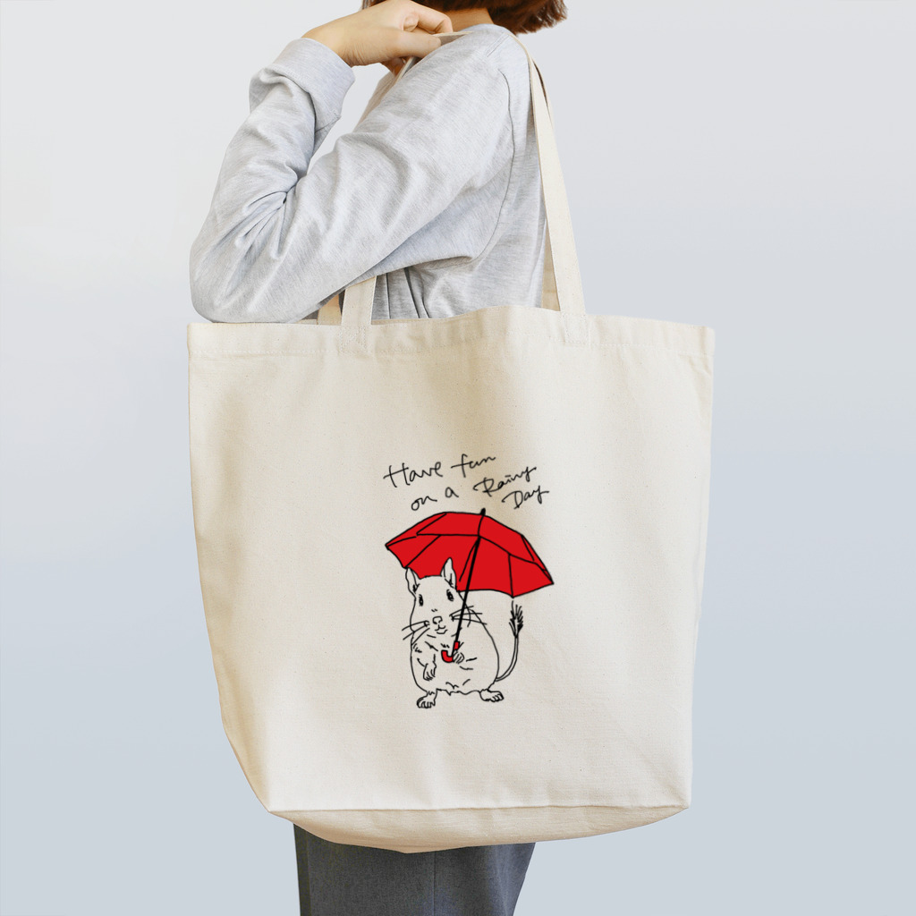 kanako-mikanのHave fun on a Rainy day (Red Umbrella) Tote Bag