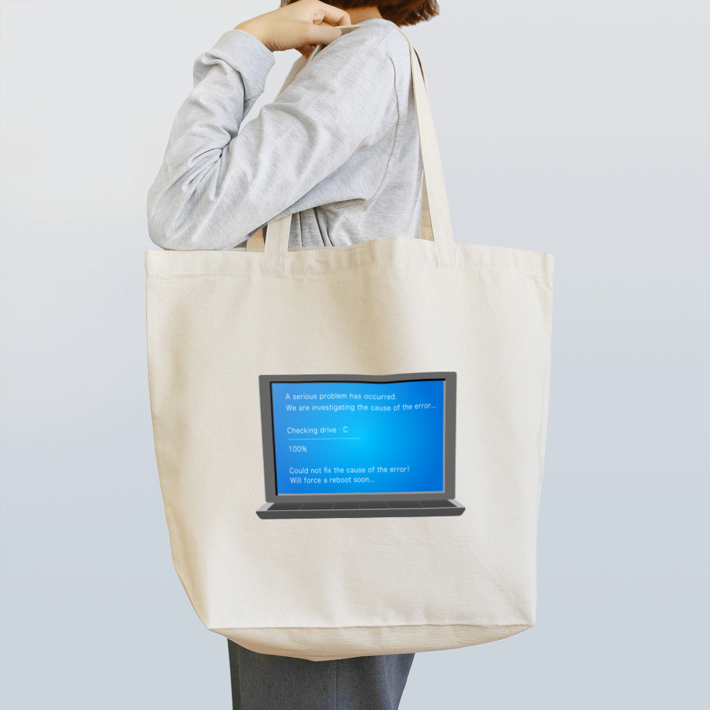 illust_designs_labの 架空のブルースクリーンエラー画面のイラスト トートバッグ
