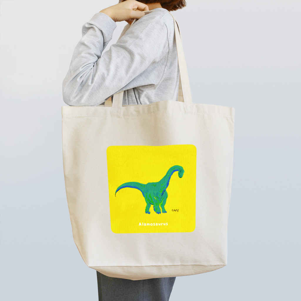 ちょっとマニアックな恐竜アートグッズ博物館のどっしりアラモサウルス〜 トートバッグ