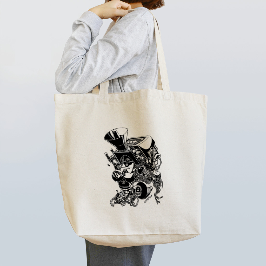 白黒灰脂オリジナルイラストグッズSHOP『熊猫動物園』の【ROCKOLOID SAULUS】type-VOCALIST Tote Bag