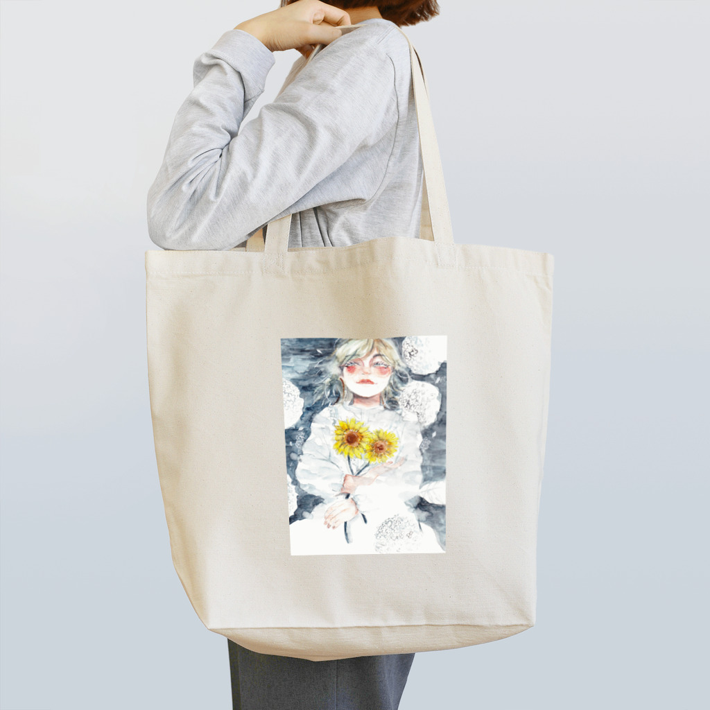 紫陽花イラストレーター　オカサヤカ　グッズショップの『水面に笑う』©️オカ　サヤカ Tote Bag