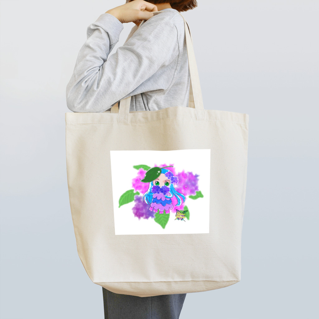 🚬さざなみよるなみ🍺のうるめめちゃん紫陽花 トートバッグ