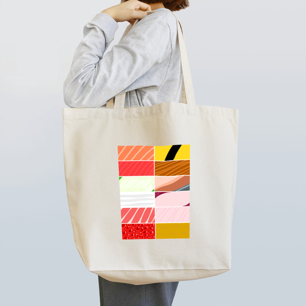 ゆるいイラストのおみせ。の寿司カラーパターン Tote Bag