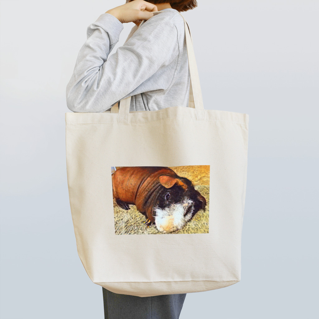 スキニーギニアピッグのもじお(と時々もじおの友達)の寝るもじお Tote Bag