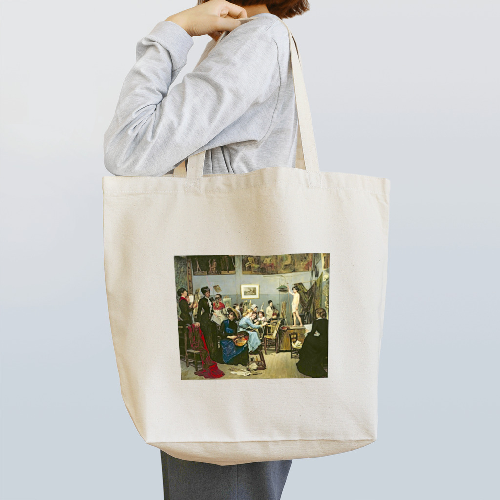 世界の絵画アートグッズのマリ・バシュキルツェフ《アトリエにて》 トートバッグ