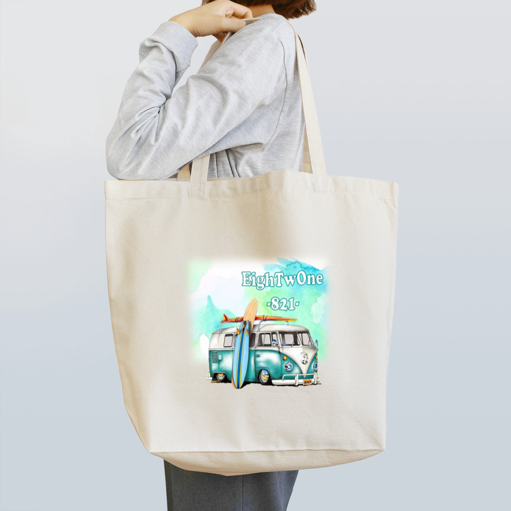 ストリートファッションはEighTwOne-821-(えいとぅーわん はちにーいち)のサーフプリントT Tote Bag