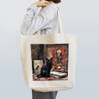 叶和の絵画風の黒猫🐈‍⬛ トートバッグ