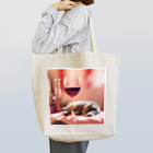 Shironekokuuの赤ワインと眠りねこ トートバッグ