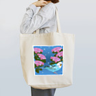 Yellow Rattleのインコと紫陽花(雨降り) Tote Bag