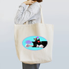 Kaeru Craftのベストフレンド ネコ丸とネズミ（ブルー） トートバッグ