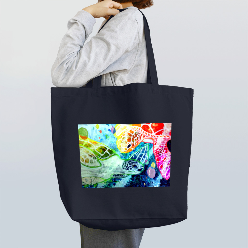 志瓜のSUZURIのひかり色ウミガメ Tote Bag