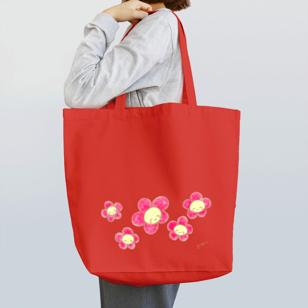 ようなぴしょっぴんぐまーとのにこにこフラワー赤 Tote Bag