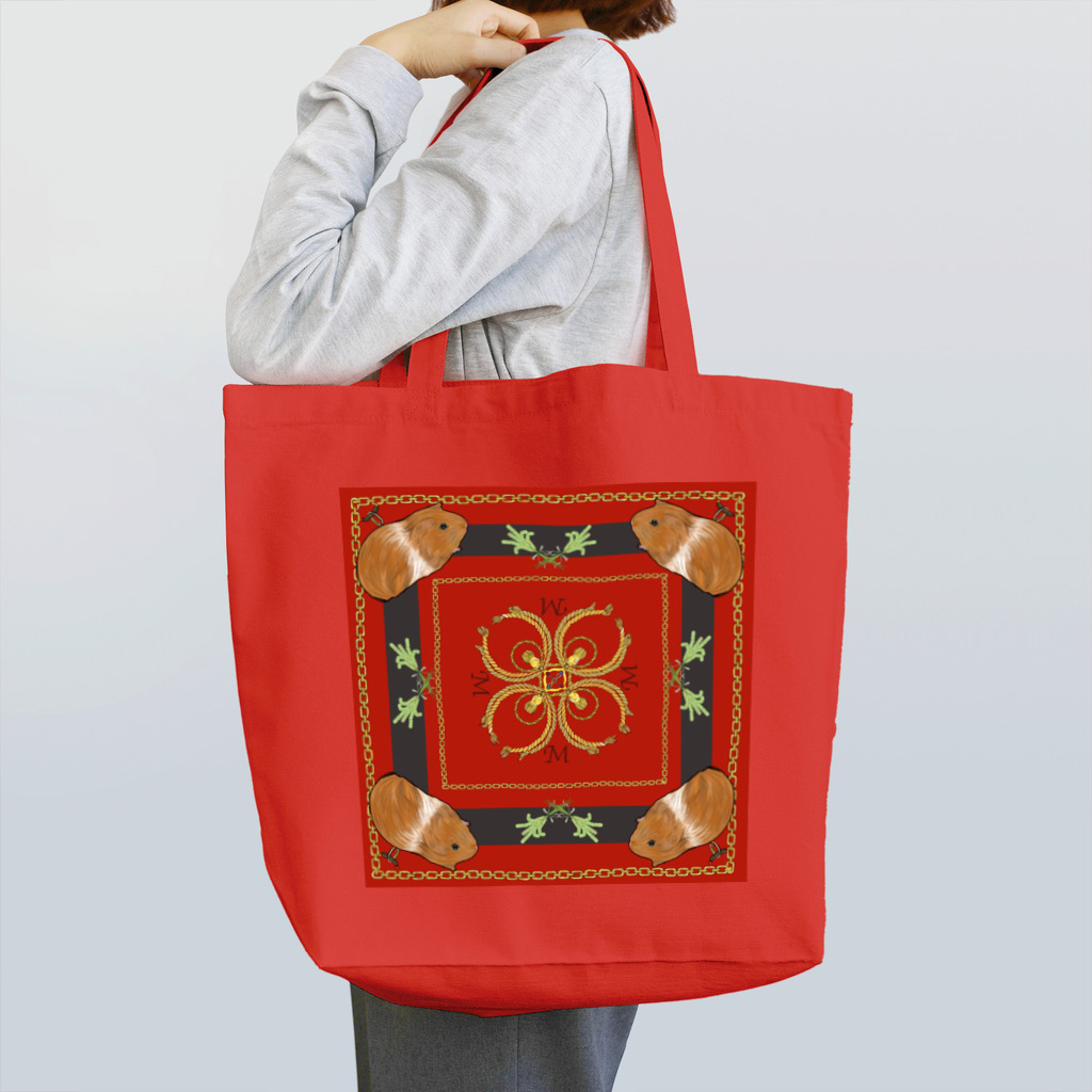 nins・にんずのMOLMES スカーフ柄・赤・茶もる Tote Bag