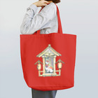 猫神神社の社と守り猫 トートバッグ
