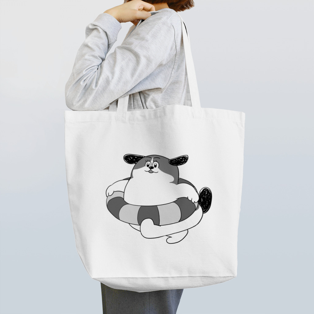 マツバラのもじゃまるうきわ　白黒 Tote Bag