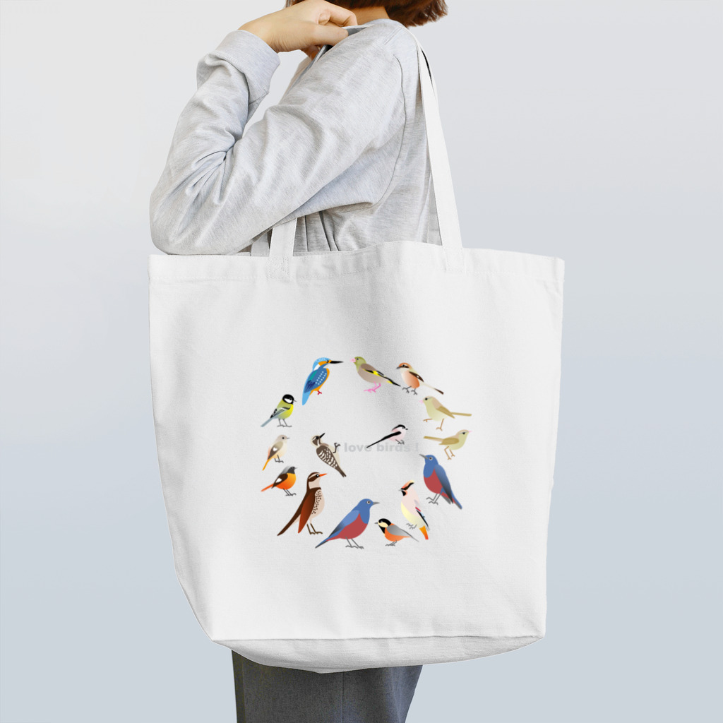 エダマメトイチ雑貨店のI love birds F Tote Bag