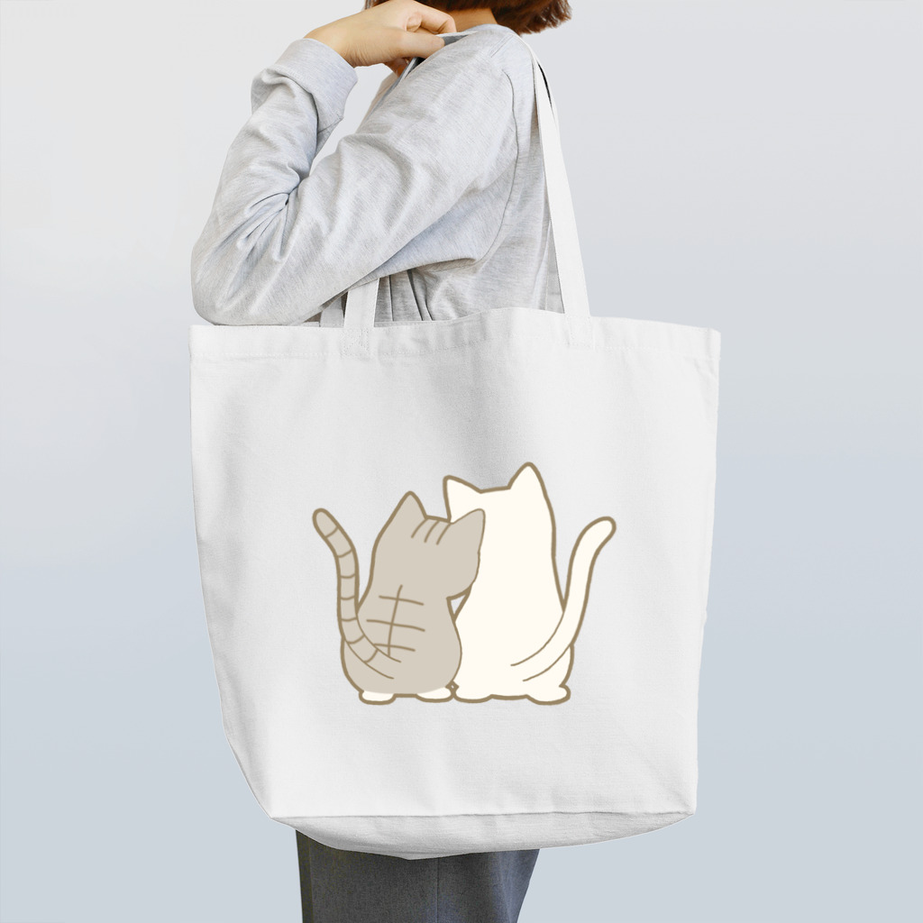 かわいいもののおみせ　いそぎんちゃくの仲良し猫の背中　サバ白&白 Tote Bag