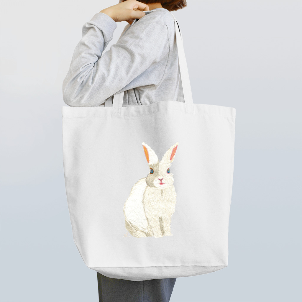 rabbit loverのフワフワうさぎ（白） Tote Bag