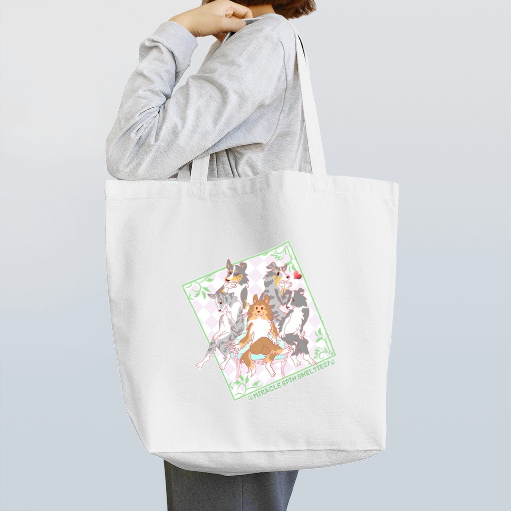 Airy BlueのMiracle spin Shelties! side F Tote Bag