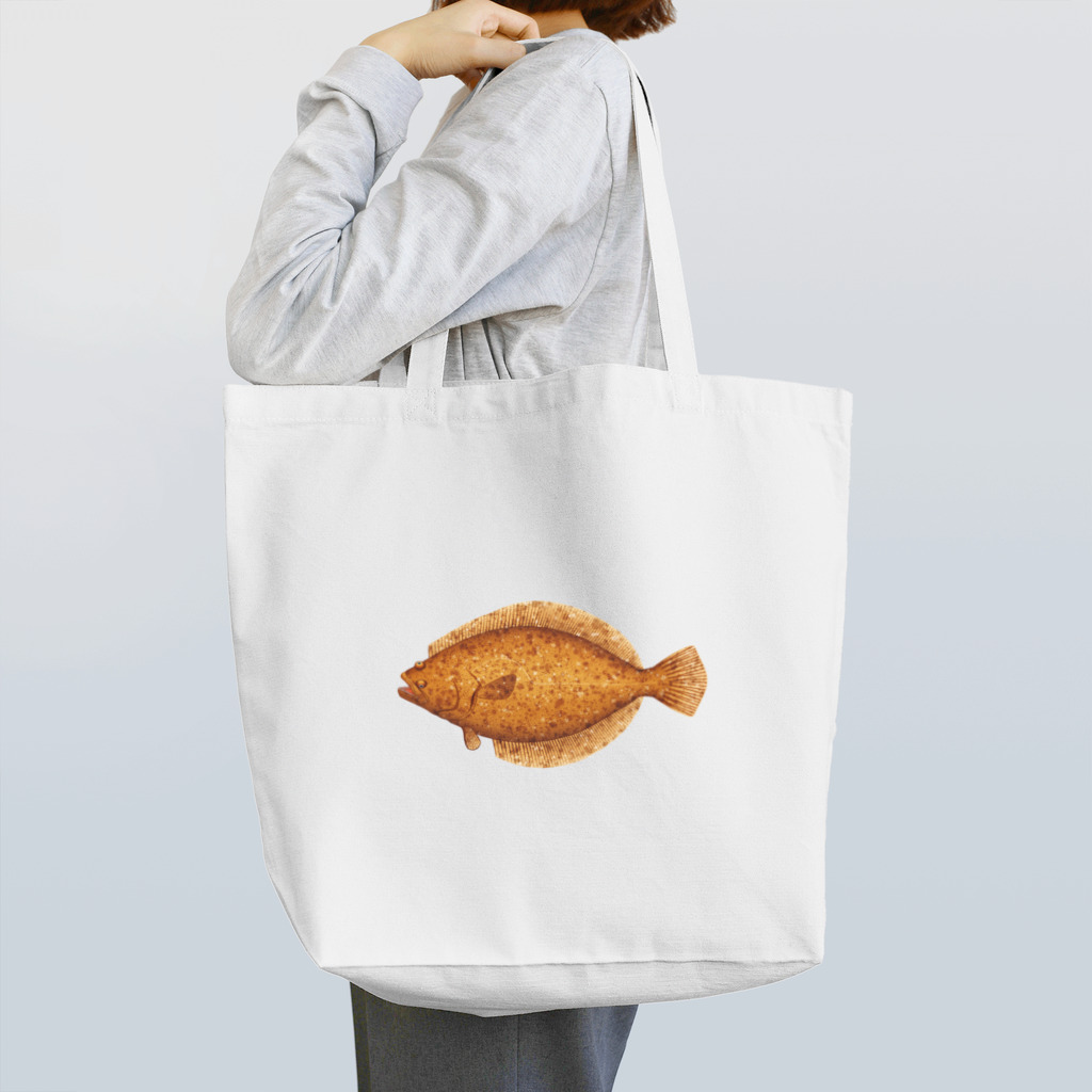 【魚類】おさかなちゃん☆図鑑の【魚類】ヒラメちゃん☆鮃 トートバッグ