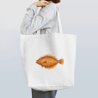 【魚類】おさかなちゃん☆図鑑の【魚類】ヒラメちゃん☆鮃 トートバッグ