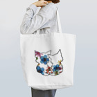 CLOVER-SHOKOのネコ＊なかよし♪　花カラフル トートバッグ