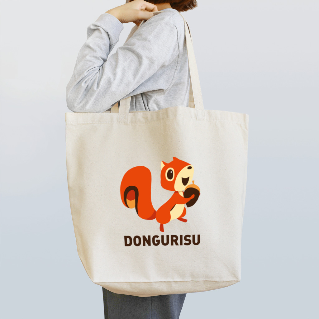 SUNDAYS GRAPHICSのDONGURISU (どんぐリス) 茶色ロゴ トートバッグ