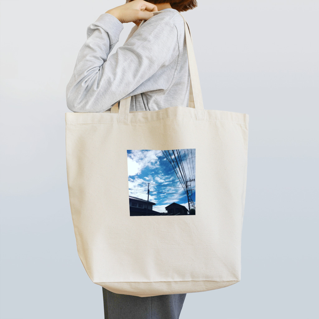 湘南の風景　 Seaside landscape at Shonan area in japanの電線のある風景 Tote Bag