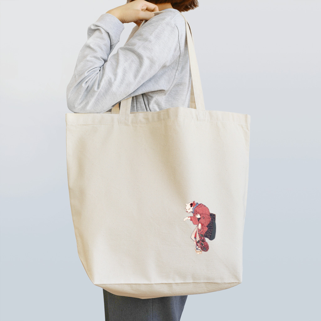 猫の浮世絵・草紙の艶やかな芸者猫 Tote Bag
