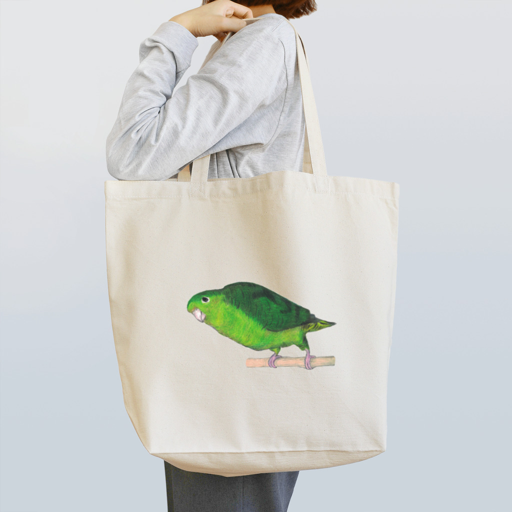 森図鑑の[森図鑑] サザナミインコ緑色 Tote Bag