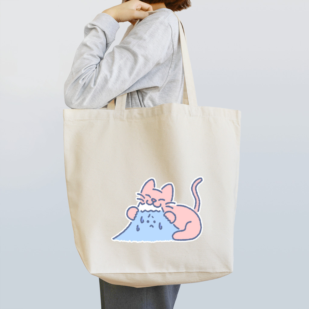 サメ わりとおもいのデカいねこと喰われるやま Tote Bag