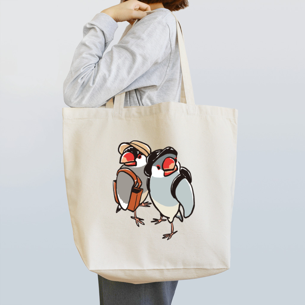 もしもしこちら文鳥の文鳥ちゃん知らない街を探検 Tote Bag