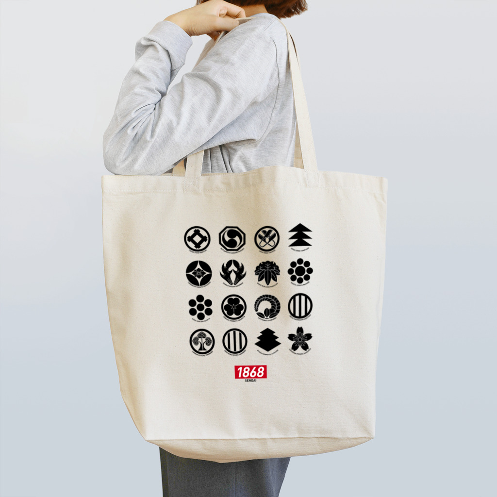 Graphic Design Works Quattroの郷土史デザインNo.8・仙台藩士家紋トート（墨紋） Tote Bag